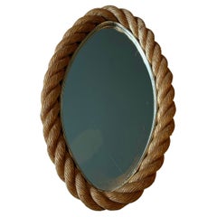 Oval Rope Mirror in the Style of Adrien Audoux and Frida Minet. Circa 1950