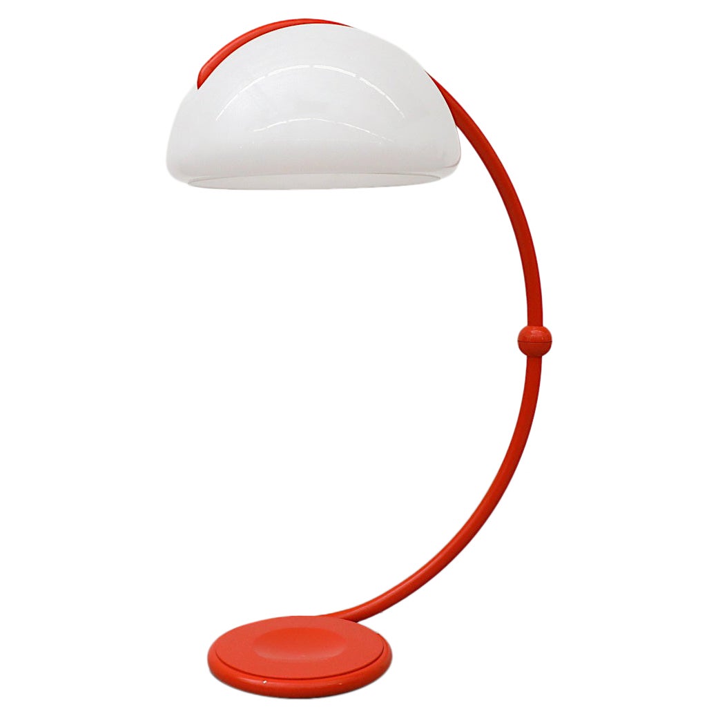 Rare 1965 Orange Serpente Floor Lamp by Elio Martinelli for Martinelli Luce