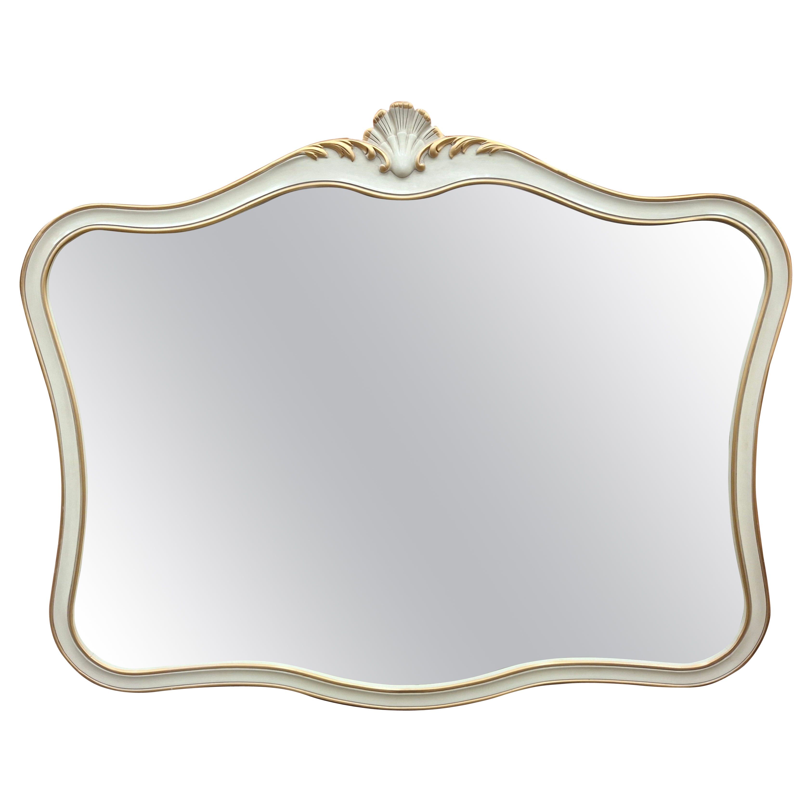 Drexel Touraine Provincial Mahogany Partial Gilt and Cream Wall Mirror