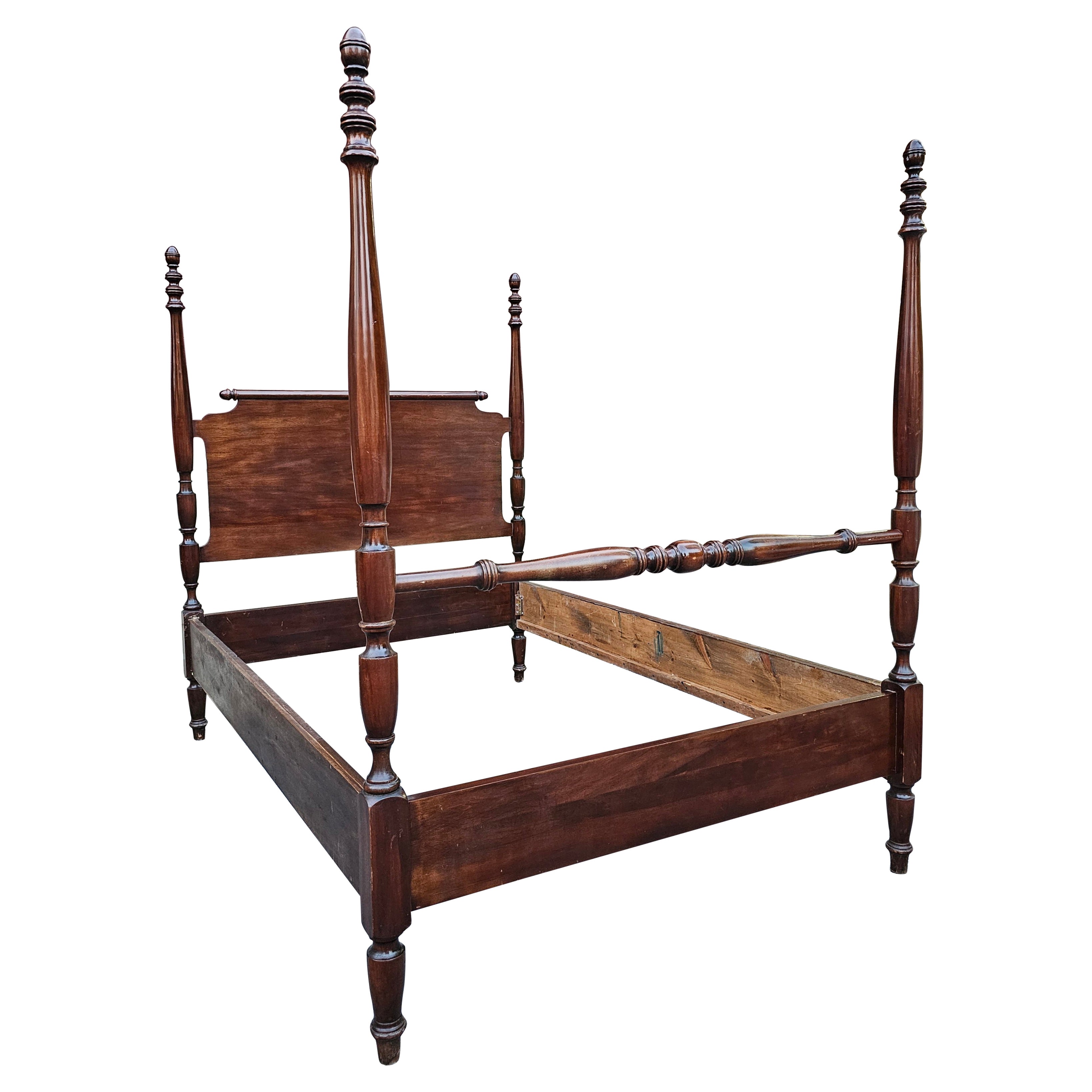 19th Century Federal Style Mahogany Poster Three Quater Size Bedframe
