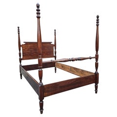 19th Century Federal Style Mahogany Poster Three Quater Size Bedframe