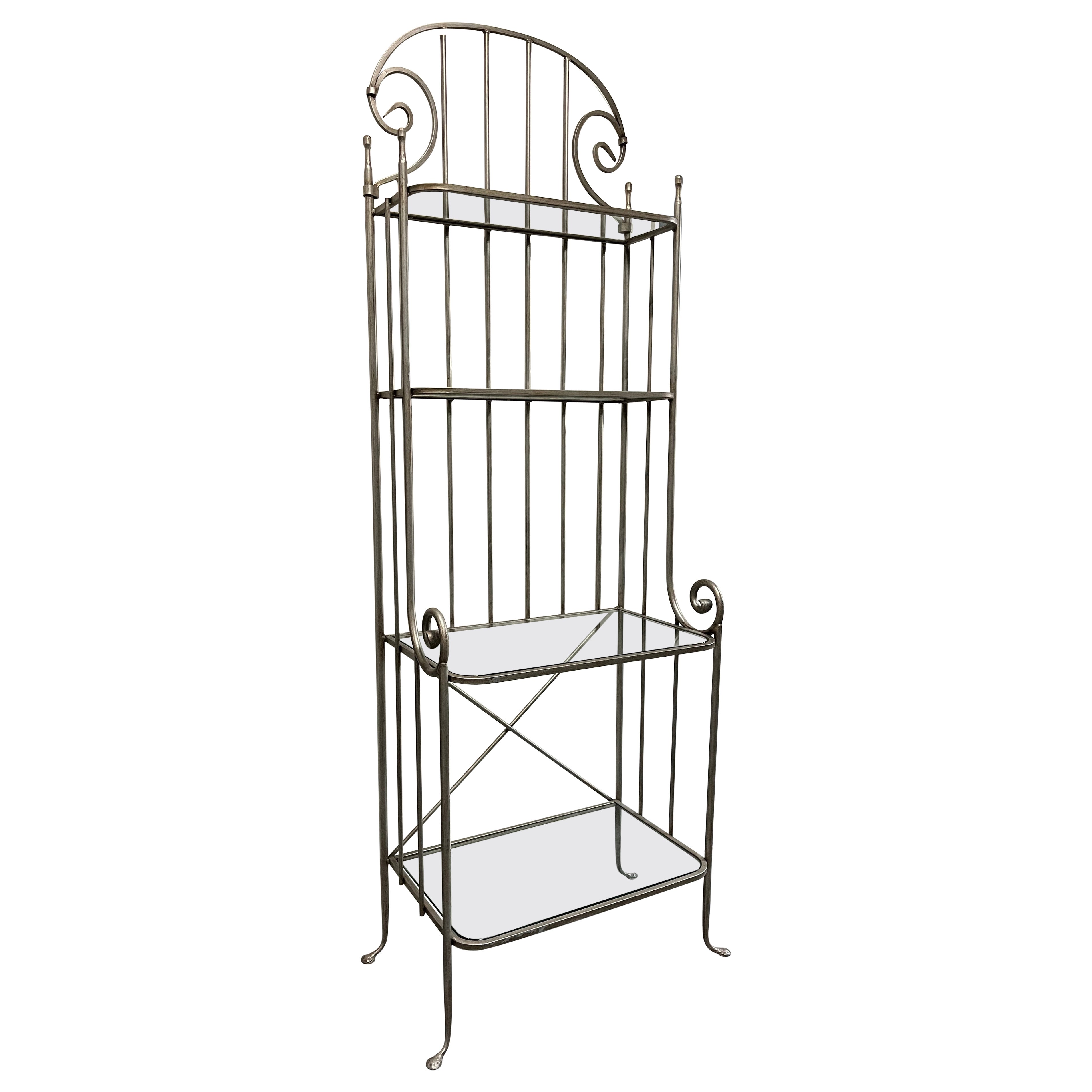 Vintage Iron Etagere Glass Shelves