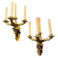 Antique 19th century French Gilt Bronze 4 Lights Sconces