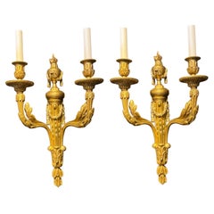 1920's Caldwell Bronze Sconces with Acanthus Leaves 2 Lights