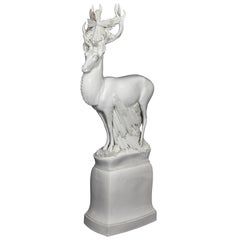 A Monumental Max Esser Meissen Porcelain Blanc de Chine Model of a Stag (Deer)