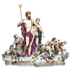 A Large Meissen Porcelain Mythological Figure Centerpiece, *Neptune and Thetis*