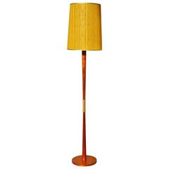 Stellar Danish Teak Hourglass Floor Lamp Laced Center Detail - Woven Shade