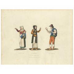 Italian Gestures: Traditional Costumes and Body Language, 1820s Engraving