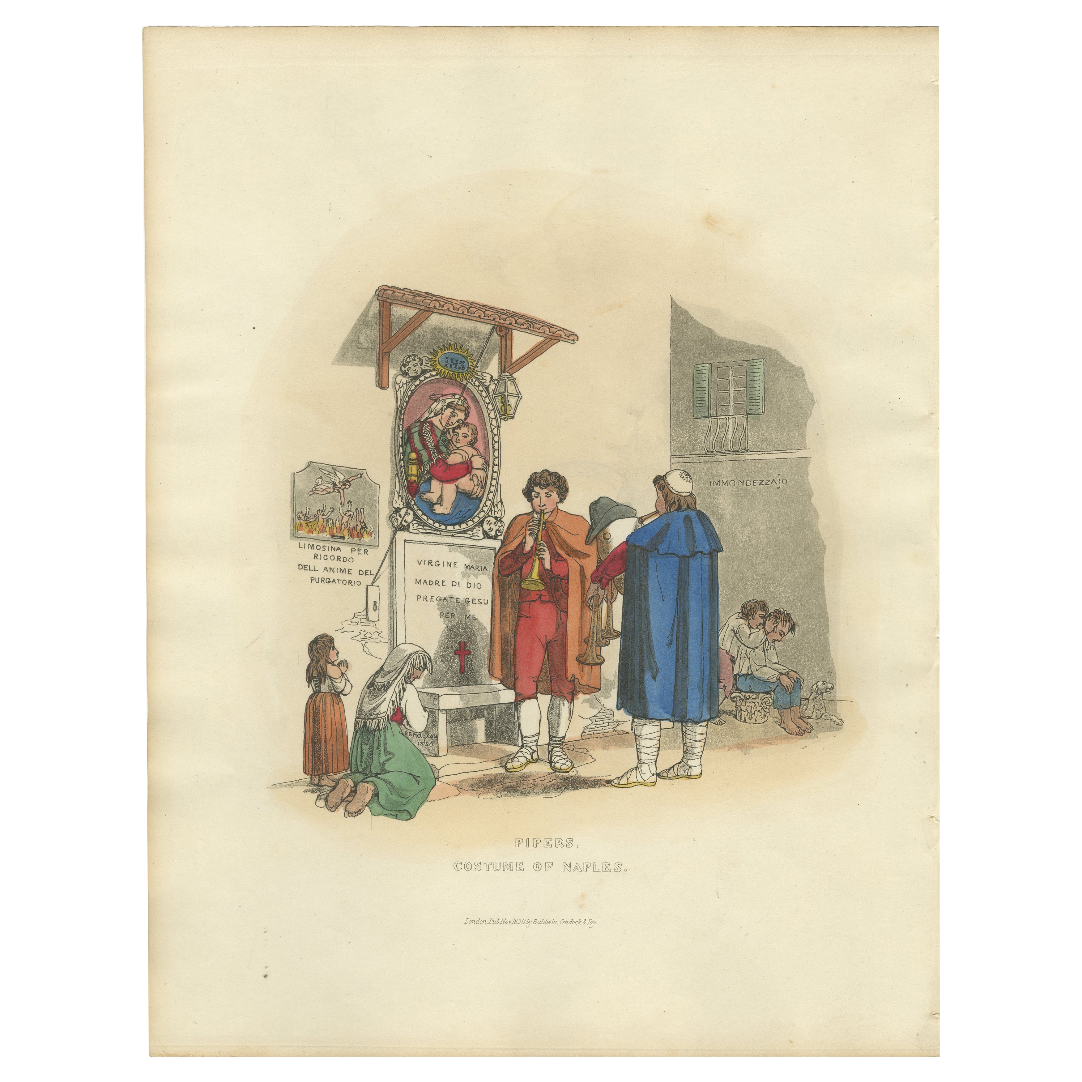 Neapolitan Pilgrims Etching - 1819 Pinelli & Bridgens Print