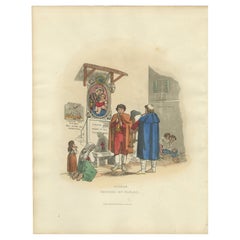 Neapolitan Pilgrims Etching - 1819 Pinelli & Bridgens Print