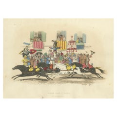 Antique Roman Carnival Horse Race & Festive Corso - 1820 Etching