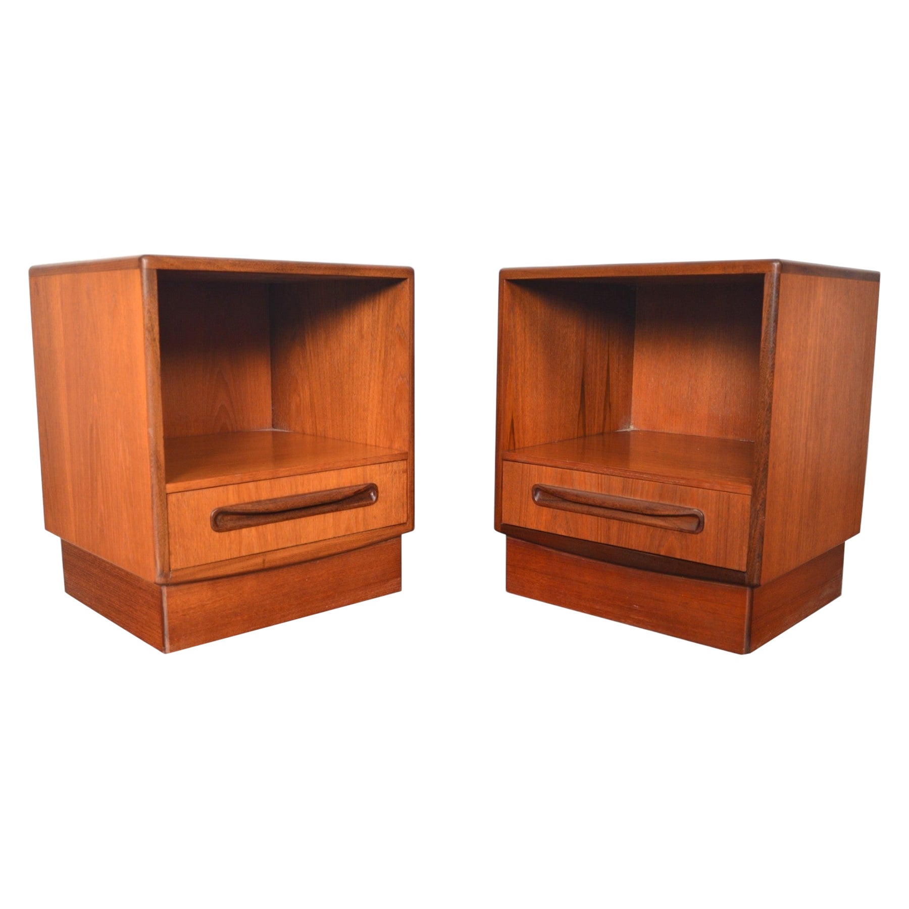 Pair of G Plan Fresco Single Drawer Nightstands With Cubby #1