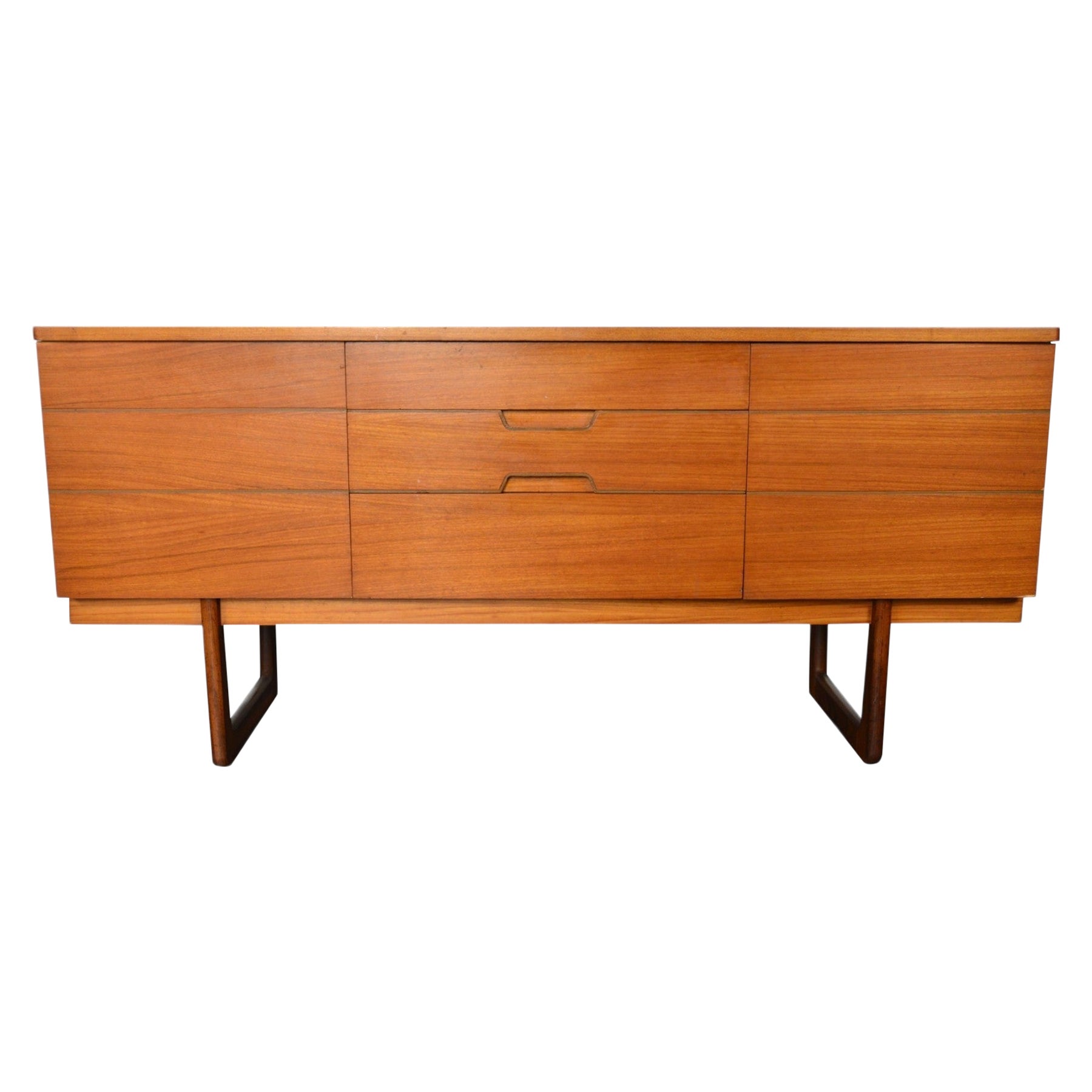 1960s Uniflex Low Teak Mid Century Credenza