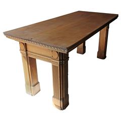 Imposing Georgian Revival Bleached Oak Counter Table, circa 1885
