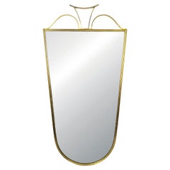 Italian Mid-Century Brass & glass Wall Mirror in the style of Emilio Lancia