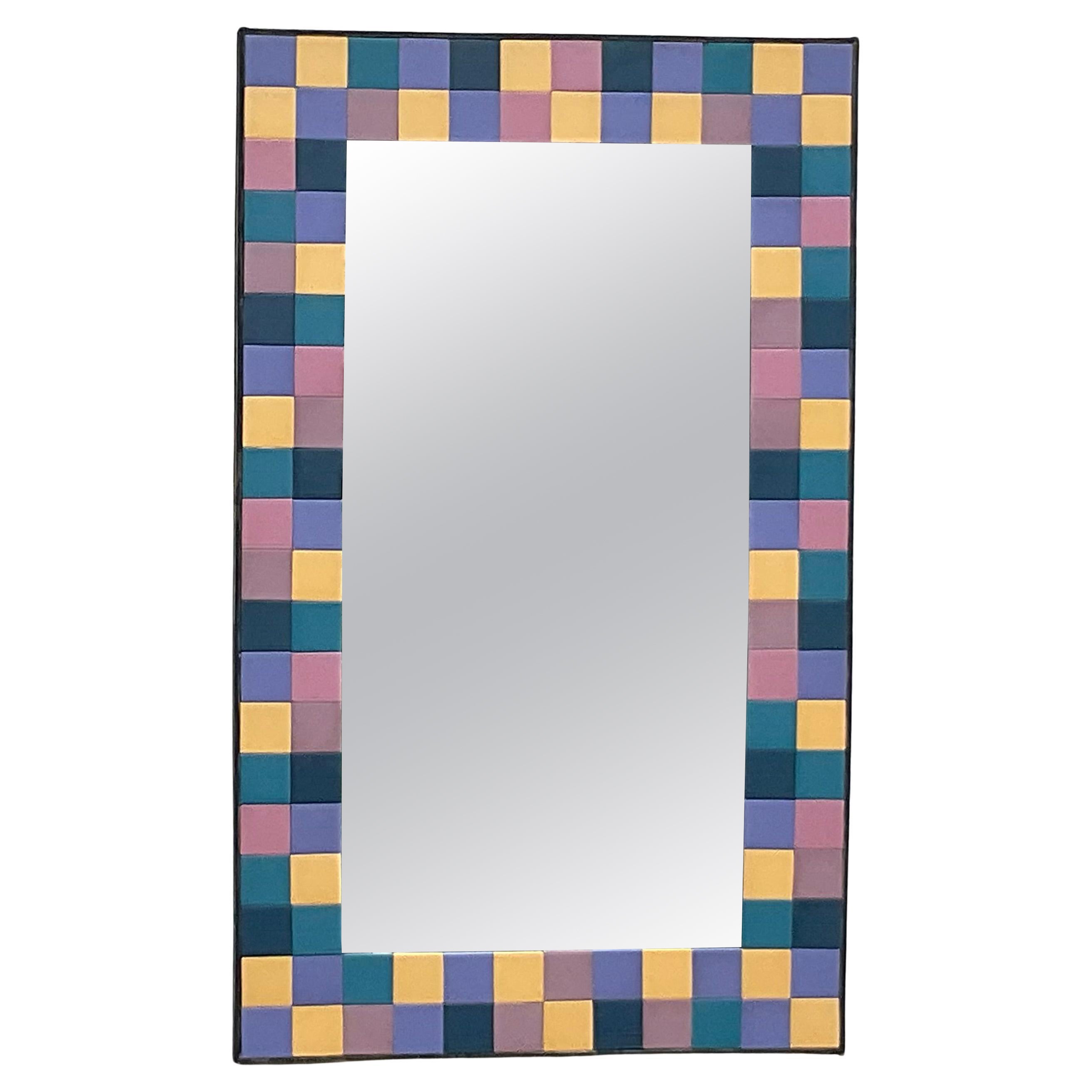 Specchio con mosaico di piastrelle vintage - Realizzato a mano da Joseph Malekan in vendita