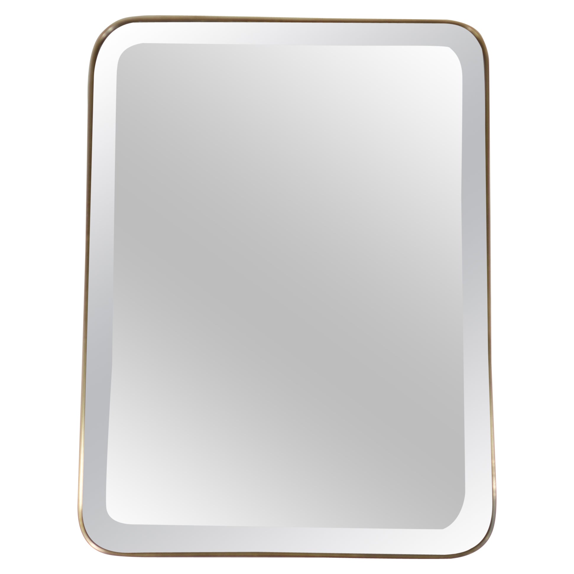 1930 Italian Art Deco Modern Design Brass Wall Mirror