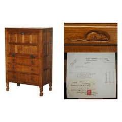Vintage COLLECTABLE 1940's ROBERT MOUSEMAN THOMPSON BUREAU DESK DRAWERS ORIGINAL RECEIPT