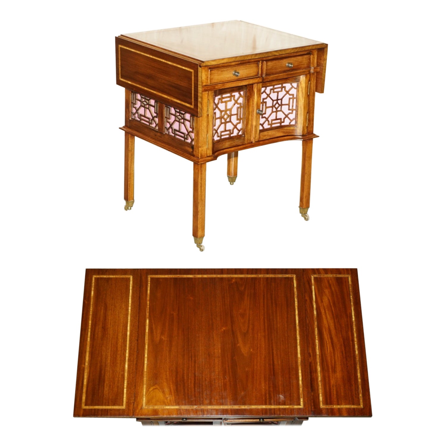 COLLECTABLE ANTiQUE THOMAS CHIPPENDALE BREAKFAST SUPPER HARDWOOD WALNUT TABLE