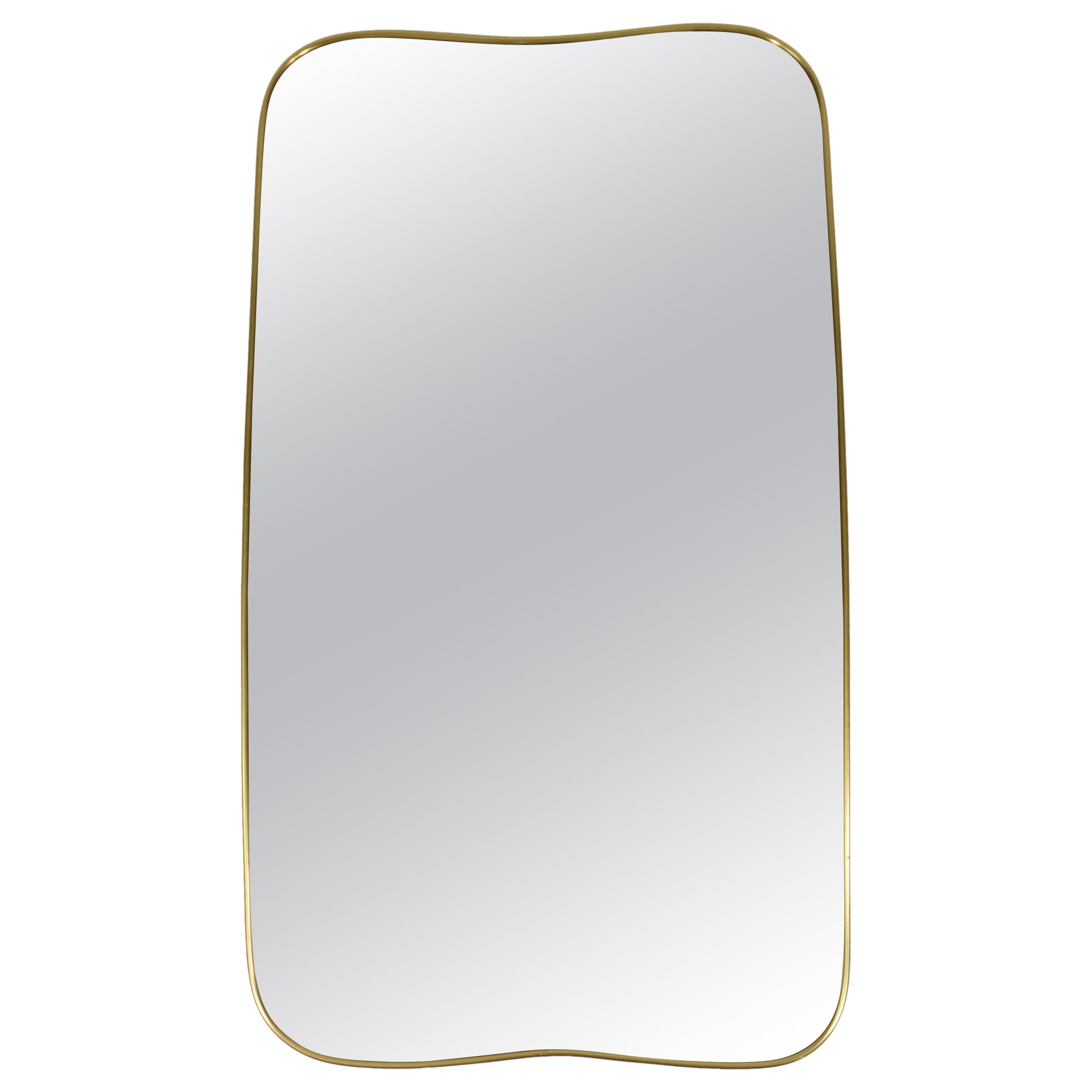 1950 Italian Midcentury Modern Gold Anodized Aluminum Wall Mirror For Sale