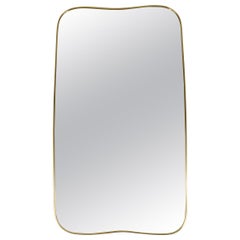 1950 Italian Midcentury Modern Gold Anodized Aluminum Wall Mirror