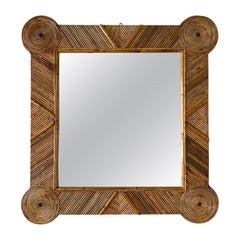 Bamboo and Rattan Mirror by Vivai Del Sud. Italy, 1970s