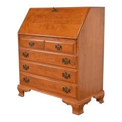 Early American Solid Maple and Birch Drop Front Secretary Desk