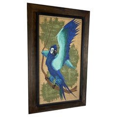 Mid Century Tiki Parrot Painting Van Lowe