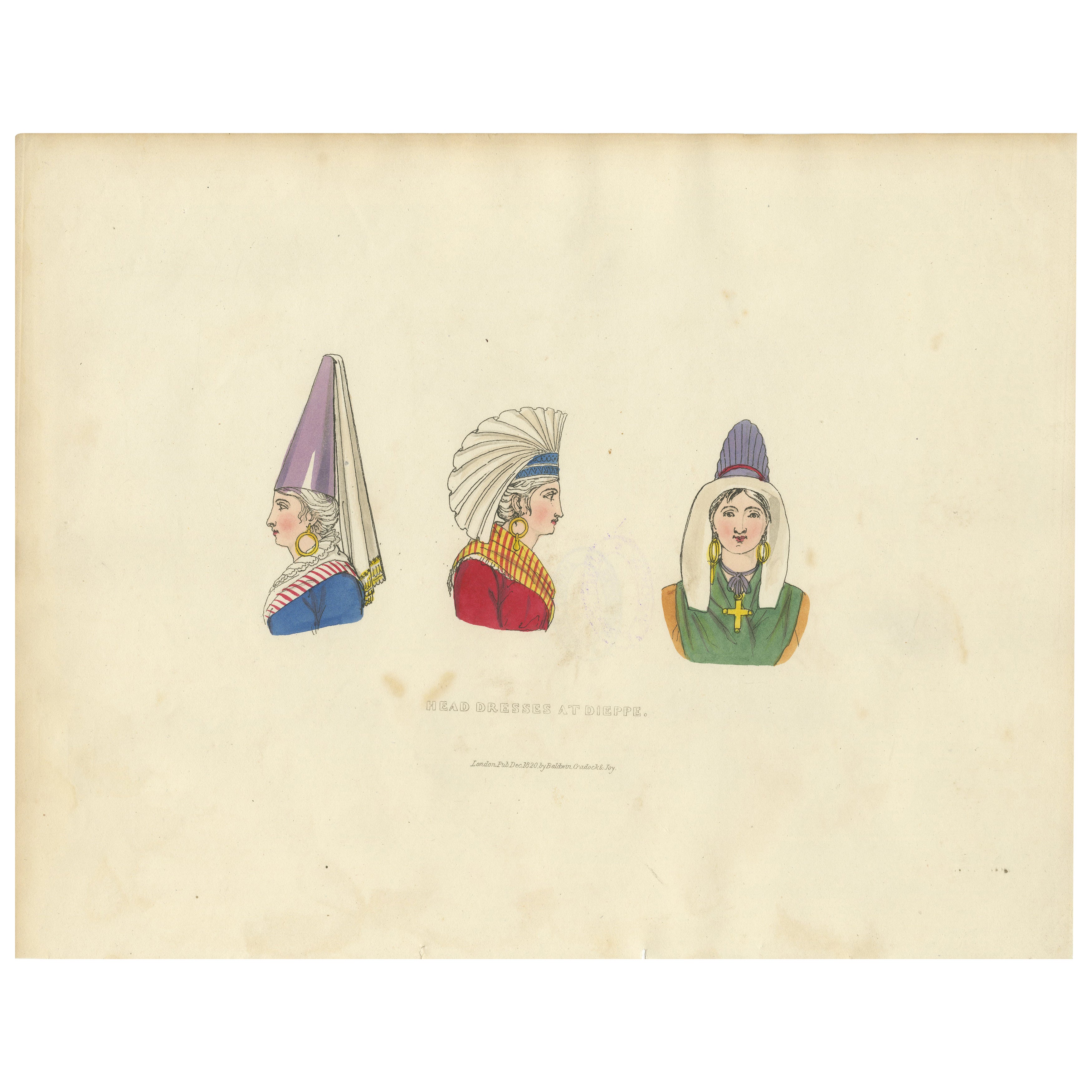 Traditional Head Dresses of Dieppe, France – Costume Study, 1823