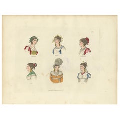 Italian Regional Costumes: Sarzana, Sesto, Rome and Florence, 1823