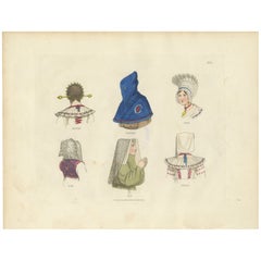 Traditional Headwear from Italy: Turin, Rome, Subiaco and More – 1823 Print