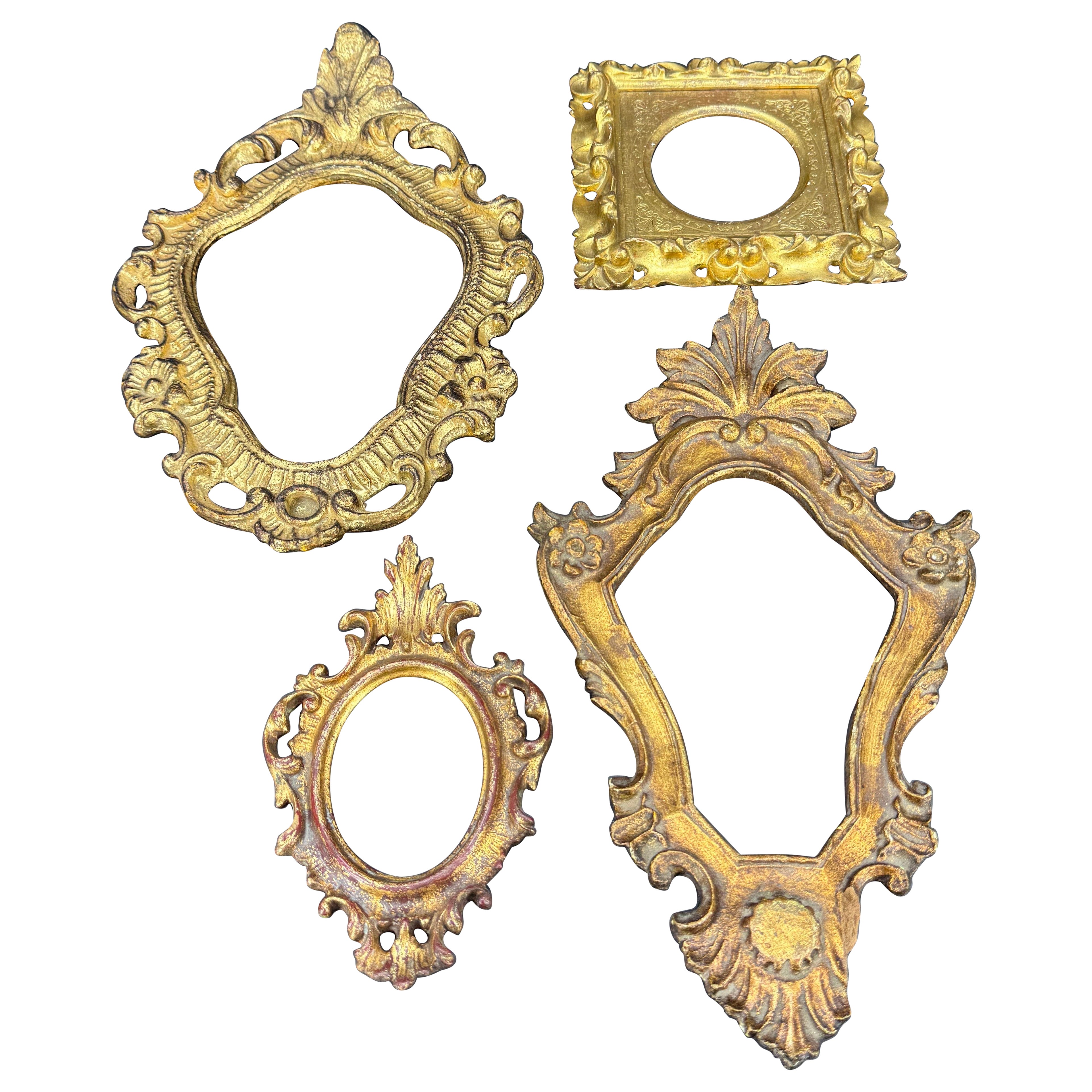 Collection of Italian Florentine Gilt Wood Art Frames Circa 1950's