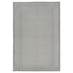 Rug & Kilim’s Zilu Style Kilim in White and Blue-Gray Geometric Pattern