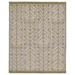 Rug & Kilim’s Scandinavian Style Rug in Brown, gray-Blue & Gold Patterns