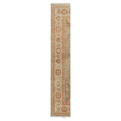 Rug & Kilim’s Sultanabad Style Runner in Blue with Orange Floral Pattern