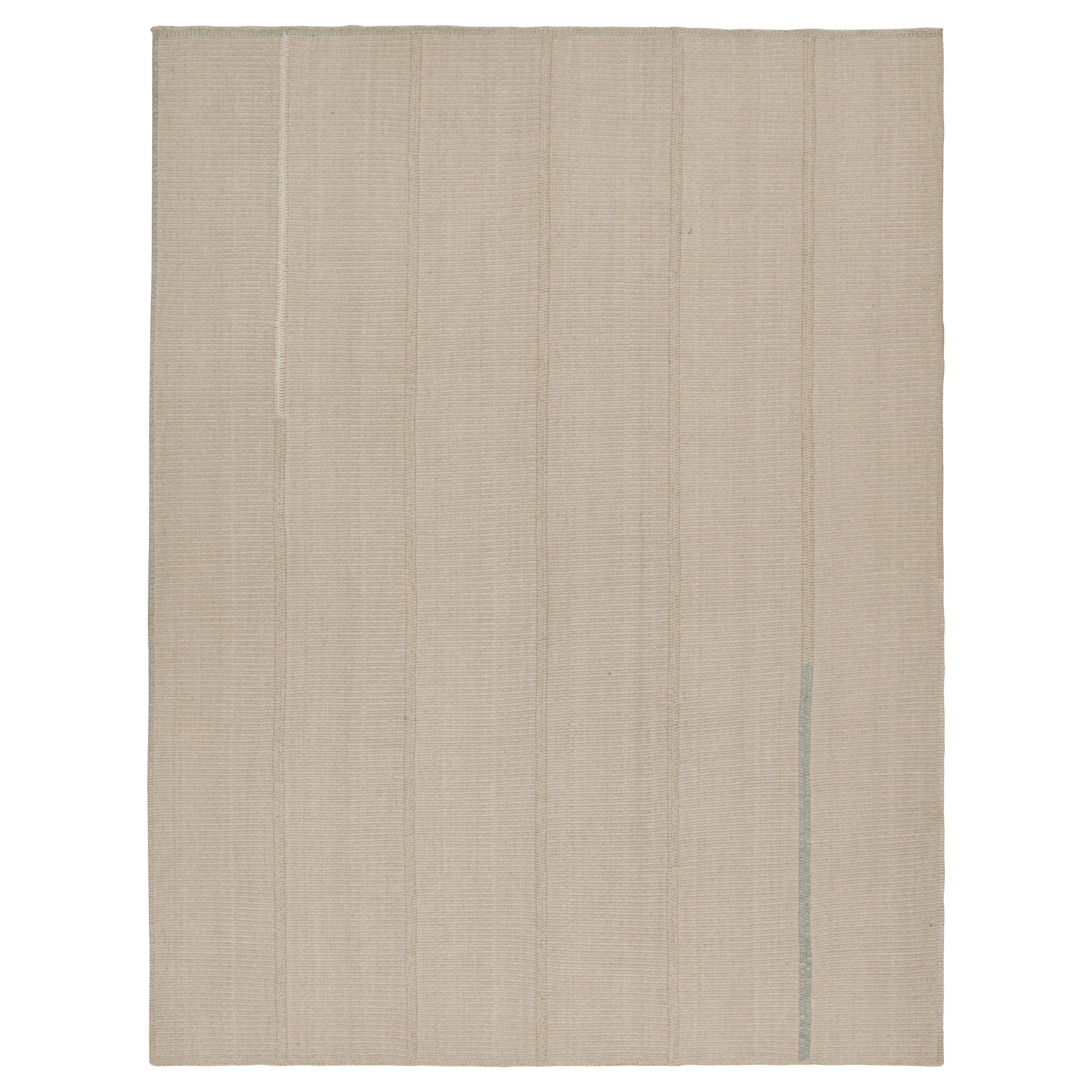Rug & Kilim’s Contemporary Kilim in Beige with Blue Accent