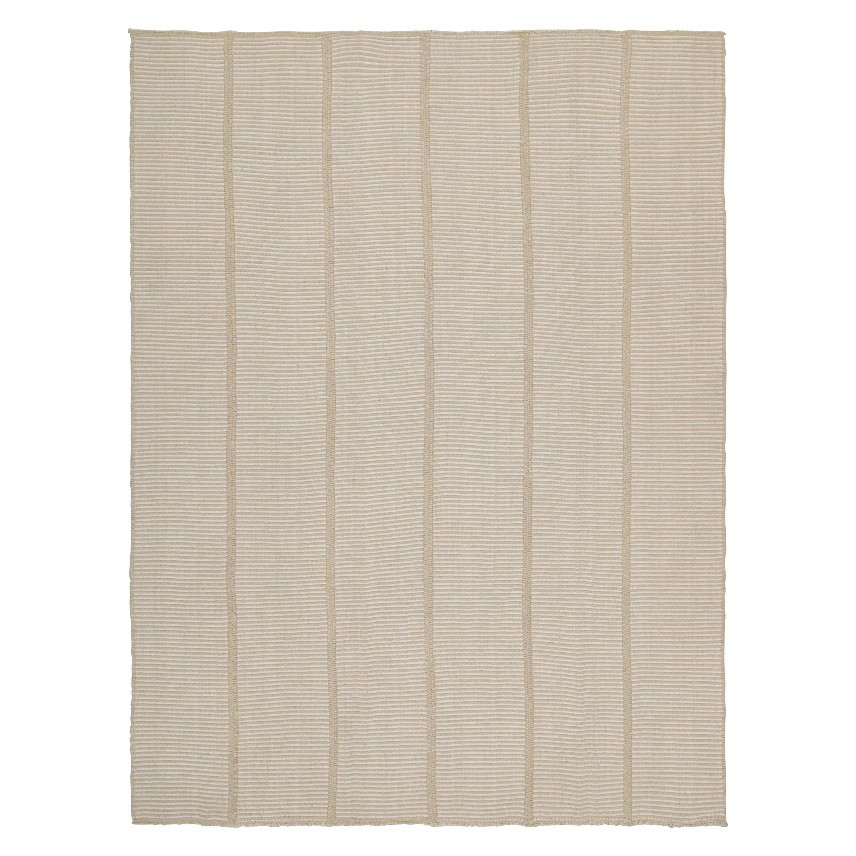 Rug & Kilim’s Contemporary Kilim in Off-White and Beige Stripes