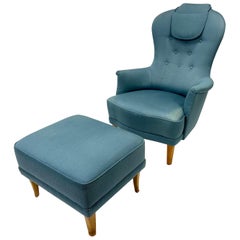 Carl Malmsten Lounge Chair and Ottoman