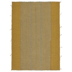 Rug & Kilim’s Contemporary Kilim in Gold and Blue Stripes