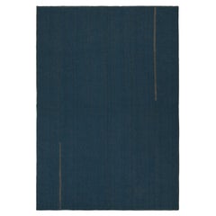 Rug & Kilim’s Contemporary Kilim in Navy Blue with Beige-Brown Accents