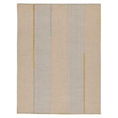 Rug & Kilim’s Contemporary Kilim in Beige, Blue & Gold Stripes
