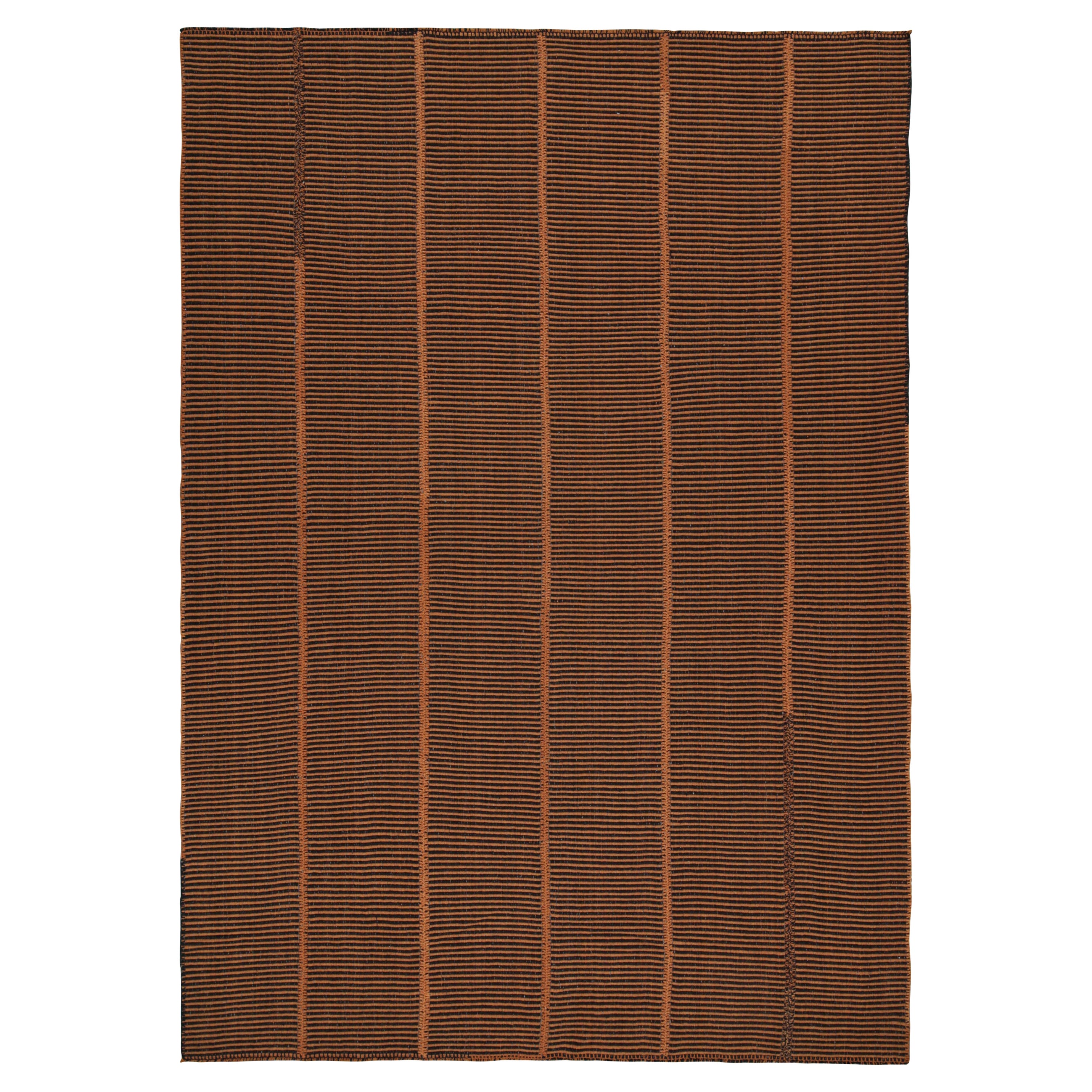 Rug & Kilim’s Contemporary Kilim in Orange and Black Stripes