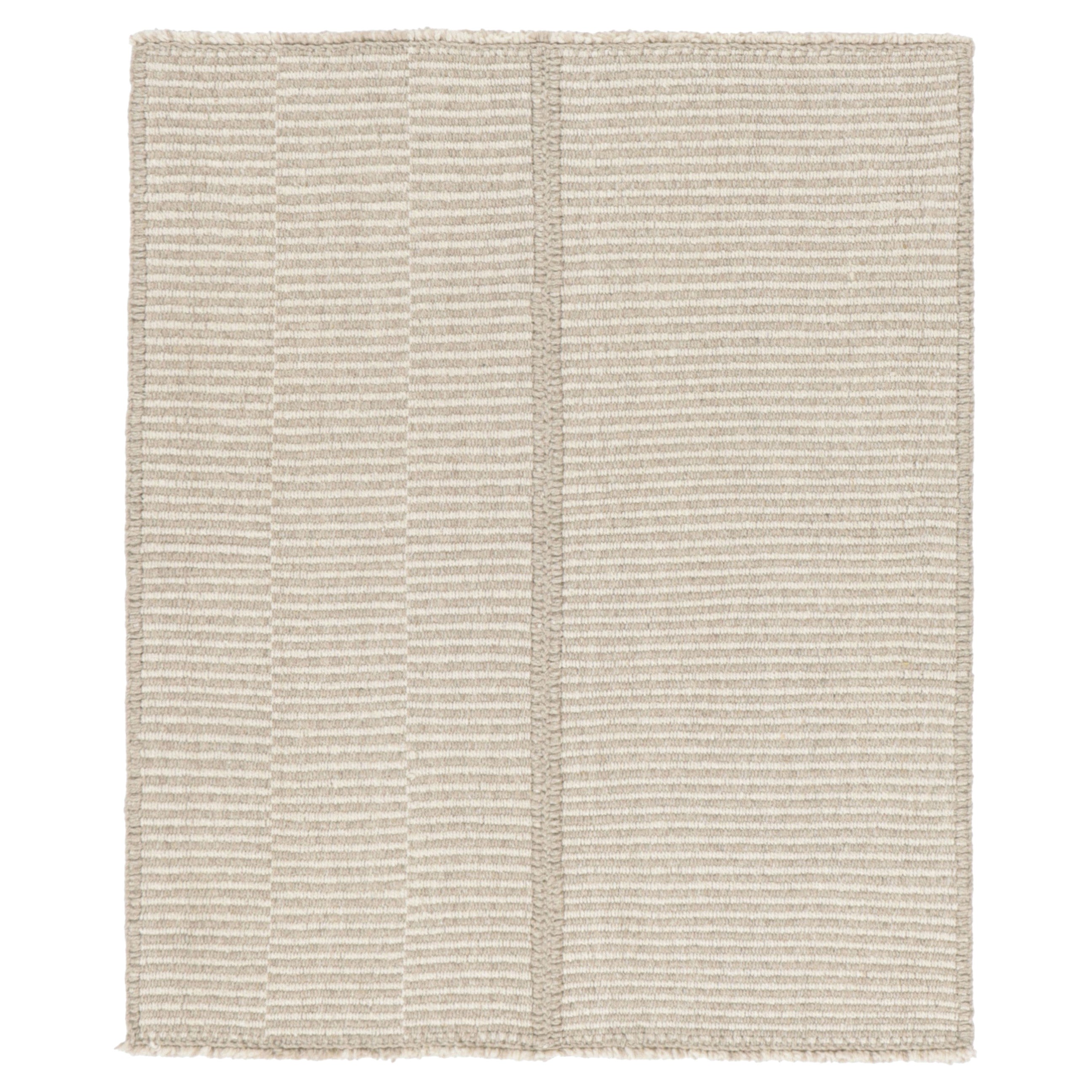 Rug & Kilim's Contemporary Gift-Sized Kilim, Beige and Cream Textural Stripes (Kilim contemporain en forme de cadeau, rayures texturées beige et crème) en vente