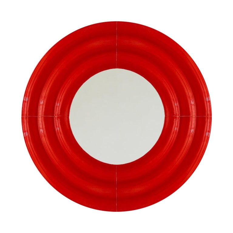 Contemporary Ceramic Mirror 'Elo 1' by Pani Jurek, 60 Red