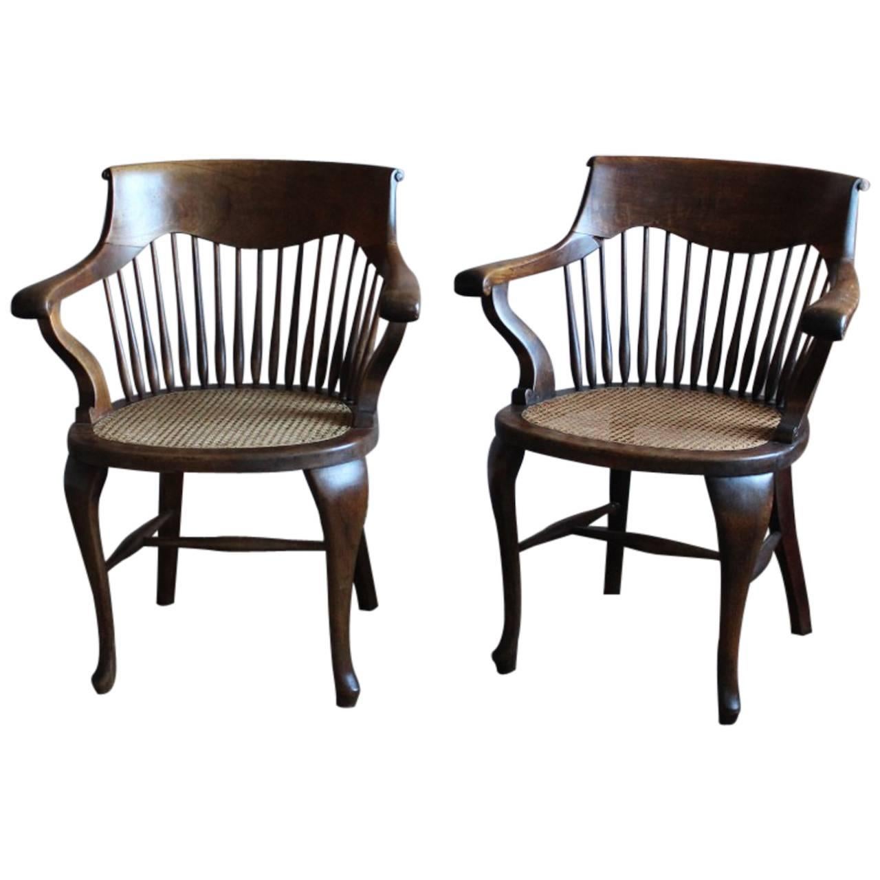 Pair of English Desk Chairs by Schoolbred & Co