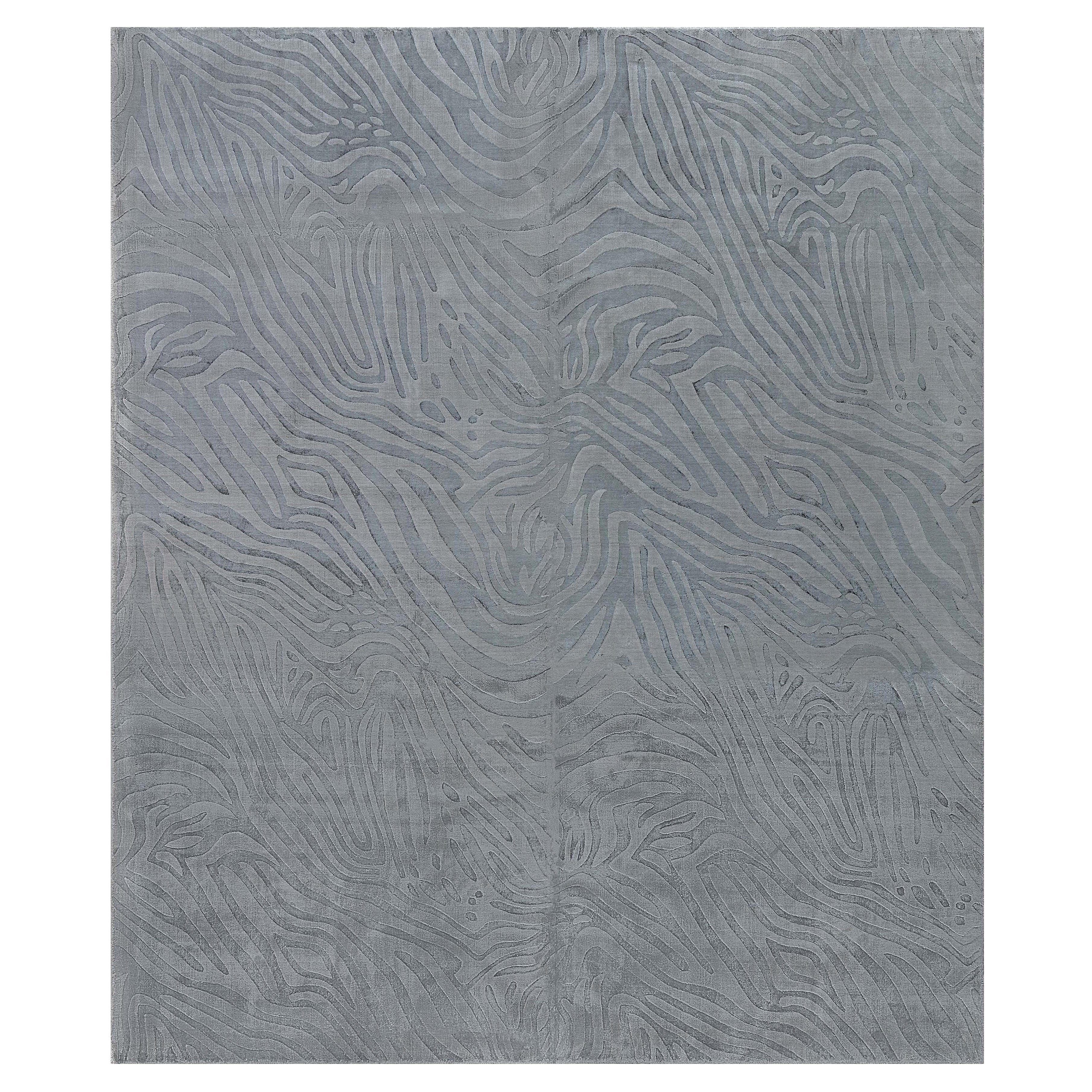 Modern Animal Design Gray Silk Hand Knotted Rug by Doris Leslie Blau