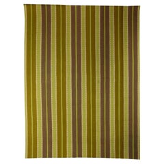 Modern Striped Sundance Green Handmade Wool Rug by Doris Leslie Blau
