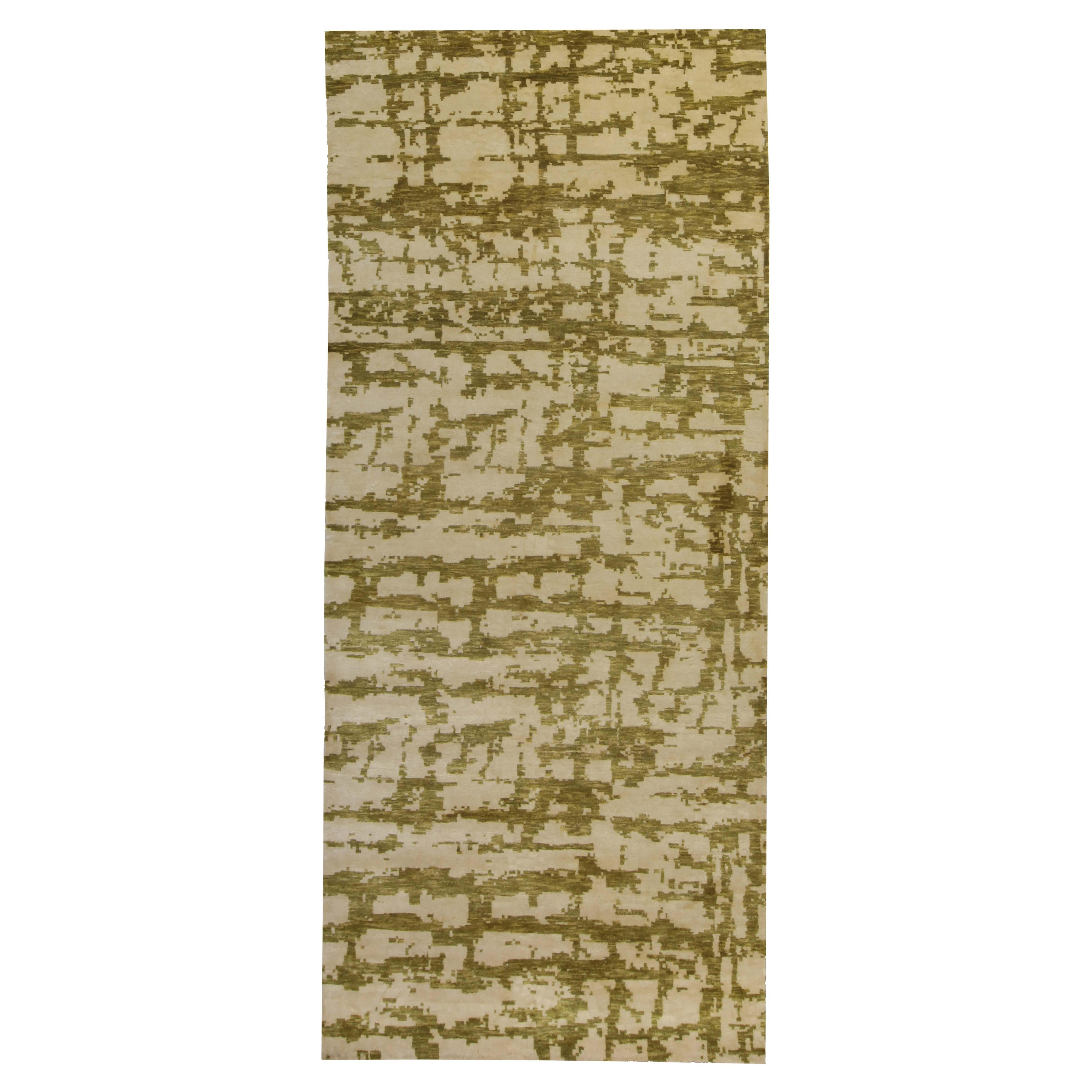 Abstract Green Element Hand-knotted in Silk by Doris Leslie Blau