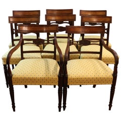 Antique C. 1795 Sheraton Design Set of 8 English Dining Chairs