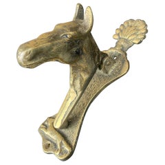 Vintage English Country Cast Brass Hunt Themed Horse Door Knocker